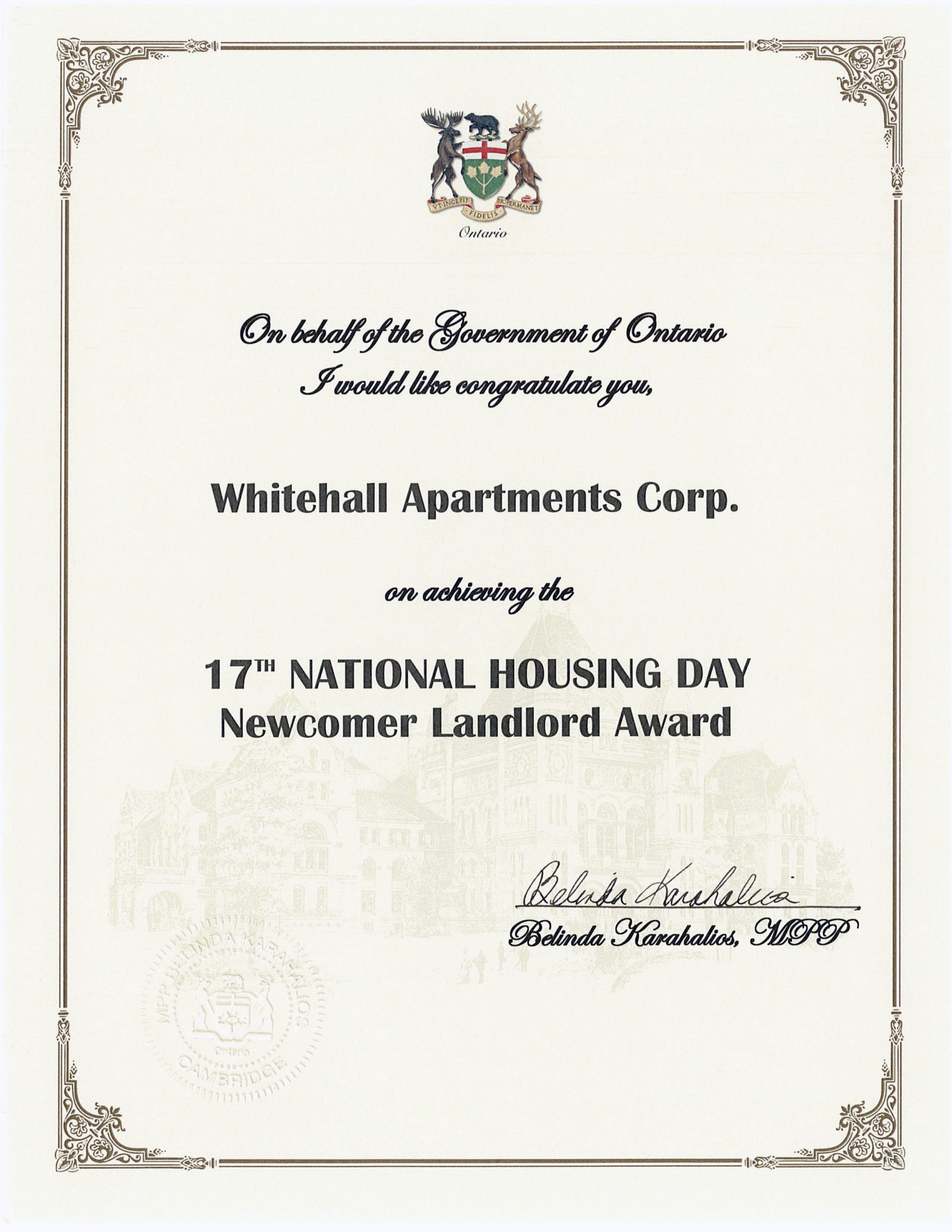 Newcomer Landlord Award 2018